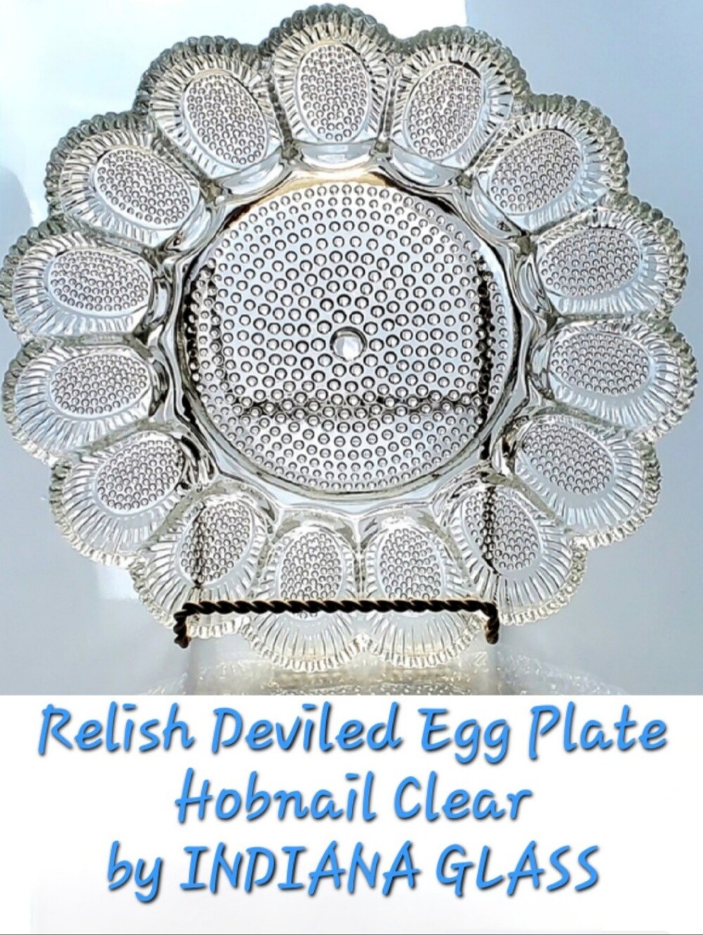 Vntg 11 1/4" 🥚🐣"Hobnail Clear" Deviled Egg Dish by Indiana Glass Made in 🇺🇸 - Picture 4 of 14